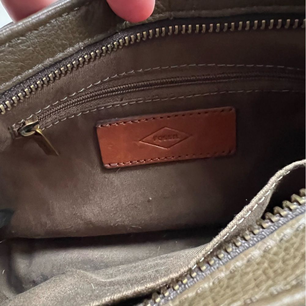 Fossil Harper Green Leather Saddle Bag Purse Crossbody Old Money Western Preppy - Picture 6 of 6